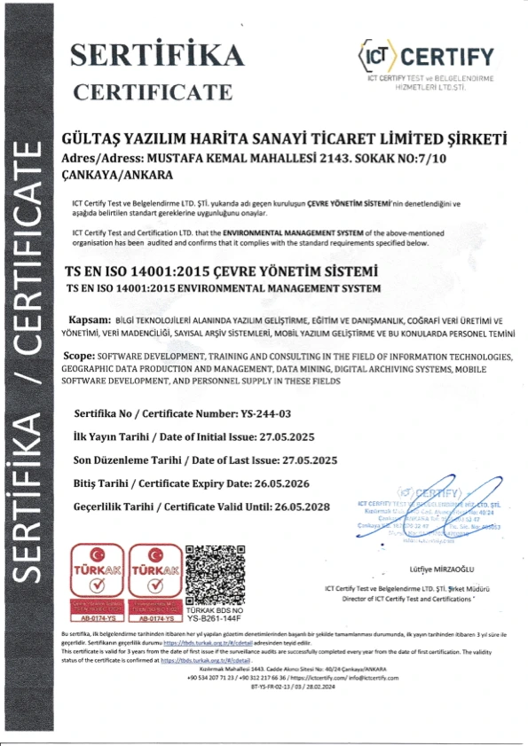 Çevre Yönetimi Sistemi Yetki Belgesi OdakGIS