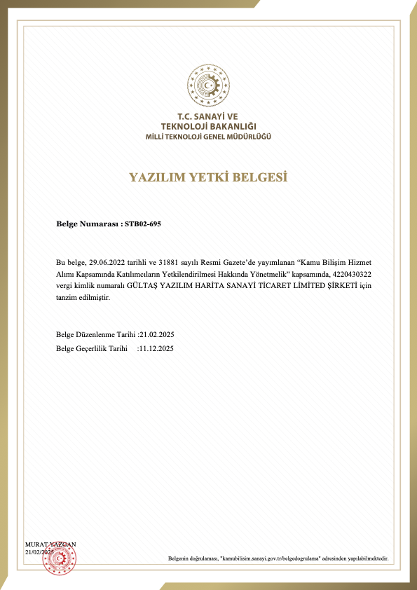 Yazılım Yetki Belgesi OdakGIS